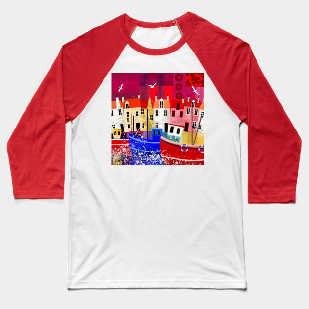 Seaside Town Baseball T-Shirt by Scratch